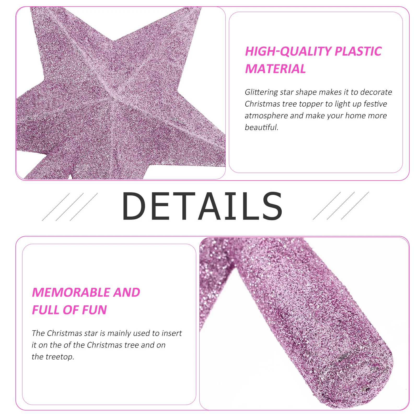 Бархатные рождественские елки Звездный цилиндр Мини-топпер Розовый орнамент