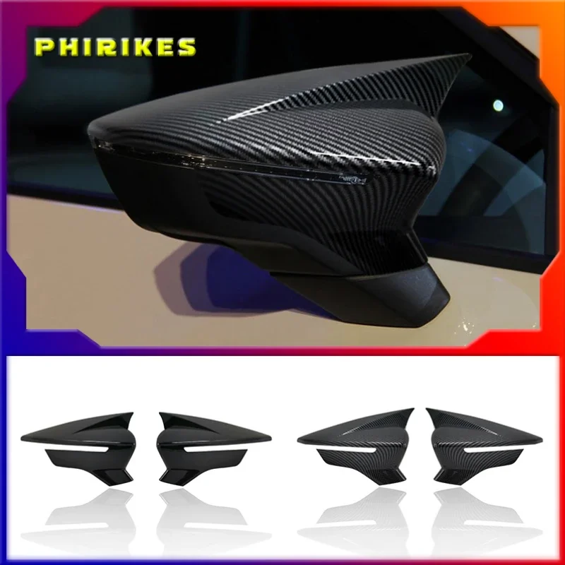 

2 Pieces High Quality ABS Plastic Bat Style Mirror Covers Caps RearView Cover Piano Black For Seat Leon MK3 MK3.5 2013-2019