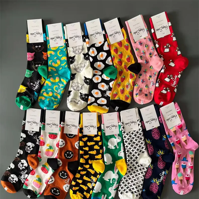 

Ins Women's Trendy Cotton Socks Four Seasons High-Top Wave Point Animal Series European And American Trendy Socks