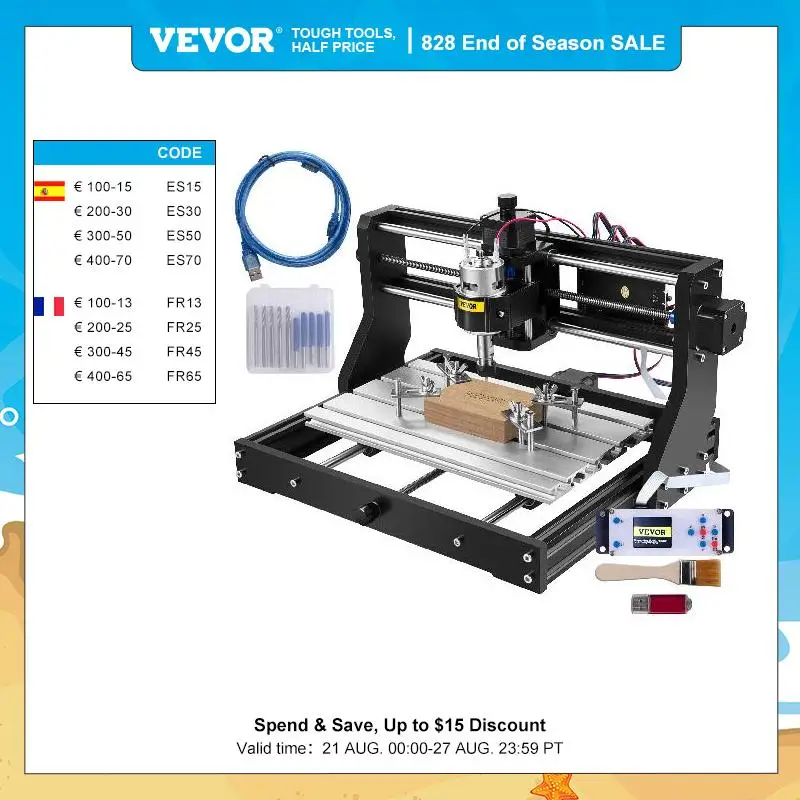 VEVOR CNC 3018 Pro Mini Laser Engraving Machine 3 Axis w/ Offline Controller GRBL Control DIY Wood PCB Milling Cutting Engraver
