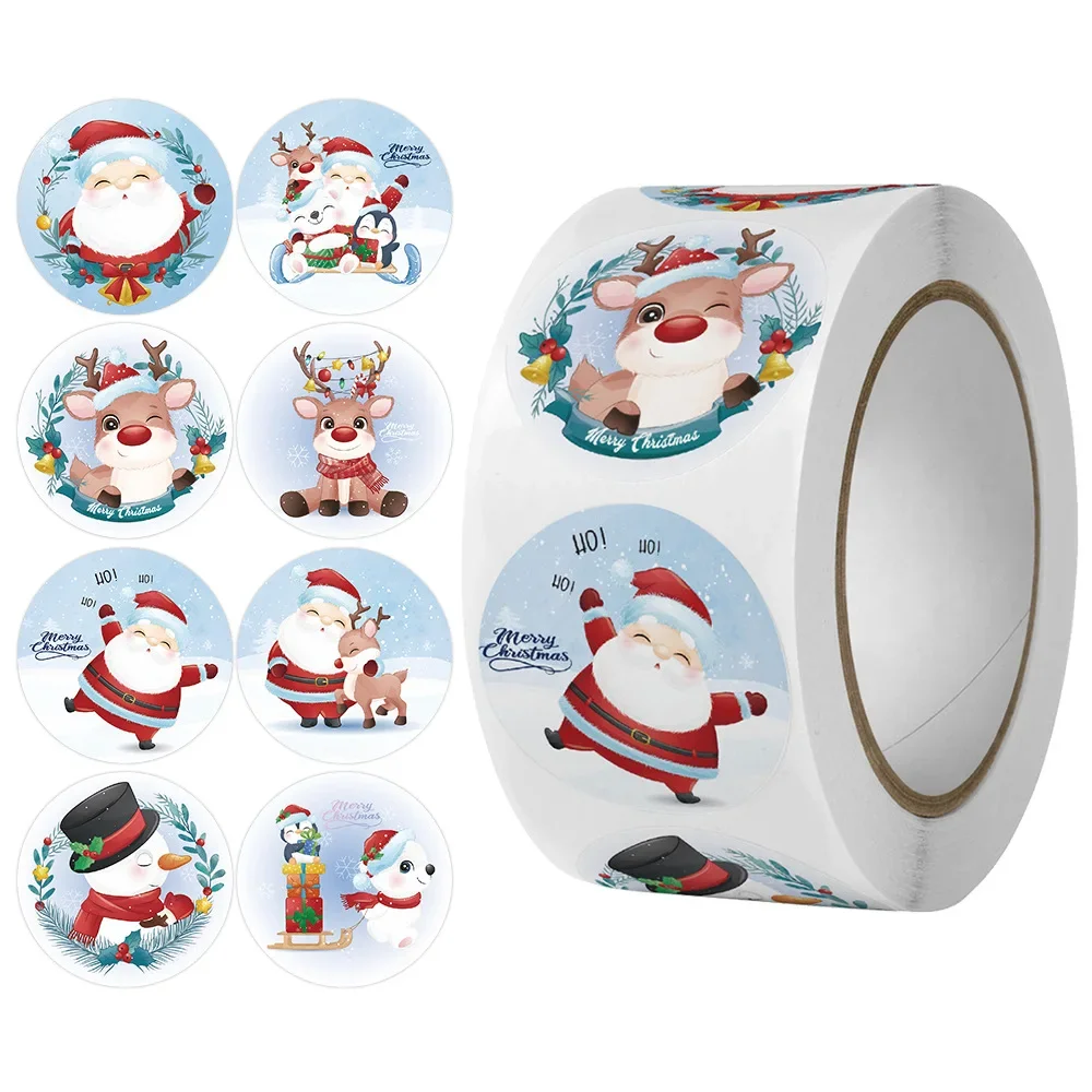 

500pcs New Merry Christmas Stickers Santa Claus Gift Decorations Sealed Labels Stationery Stickers Kids New Year Gift Home Decal