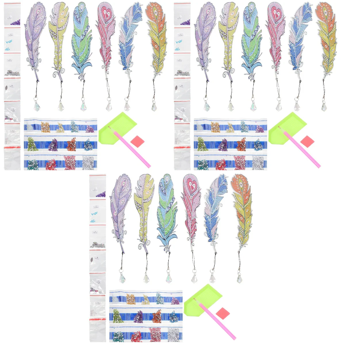 

3 Sets of DIY Bookmarks Delicate Plume Shaped Guided Reading Marks Tracking Book Markers