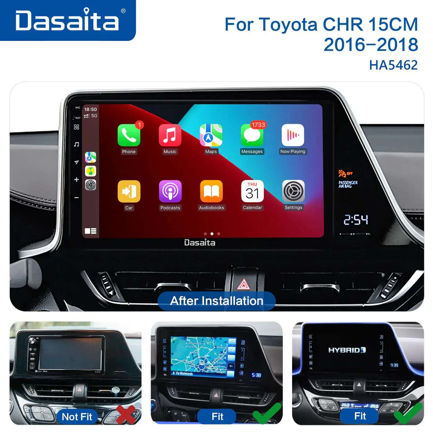 

Dasaita MAX11 Toyota CHR 2016 2017 2018 Car Stereo 9 Inch Carplay Android Auto PX6 4G+64G Android10 1280*720 DSP AHD Radio