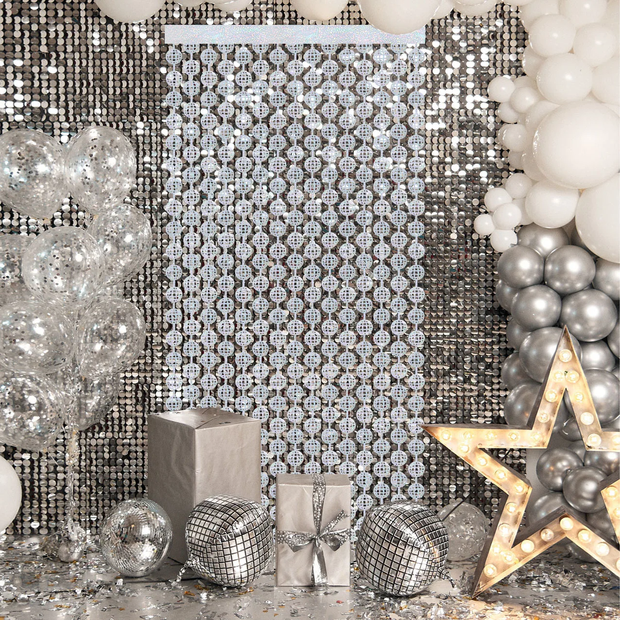 100x200 см Серебристая стена с блестками для дискотеки фон шар фото стенд реквизит