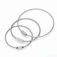 stainless steel wire keychain cable loop screw lock rope key holder keyring key chain rings camp hanging tool