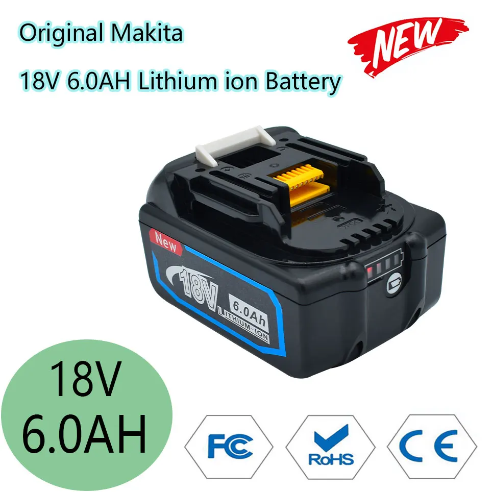 

Makita100% Original 18V 6Ah Batterie BL1850 BL1860 BL1860 1840 LXT Lithium‑Ion Pour Outils Électriques BL1840B BL1830