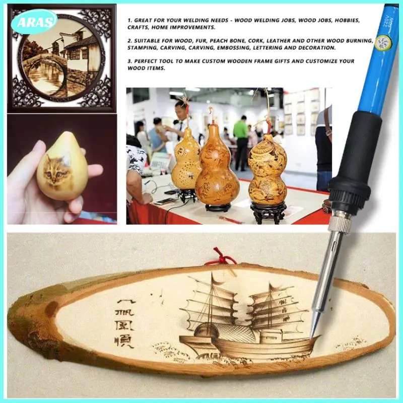 

71/60W Pyrography Electric Soldering Iron Set Engraving Heat Transfer Welding Tool Temperature Adjustment With US EU UK