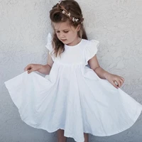 toddler baby girls summer dress white cotton linen ruffles princess dresses sleeveless children casual dress bow kids clothes
