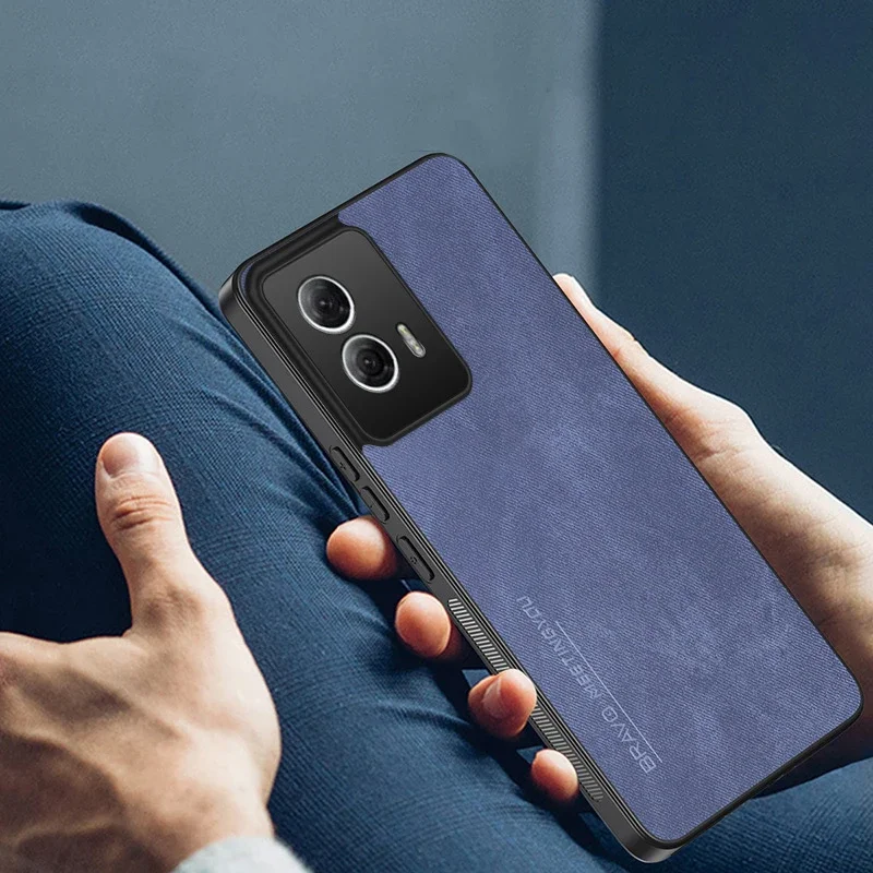 Кожаный чехол из волокна для Motorola Moto G85 G84 G54 матовый силиконовый защитный жесткий