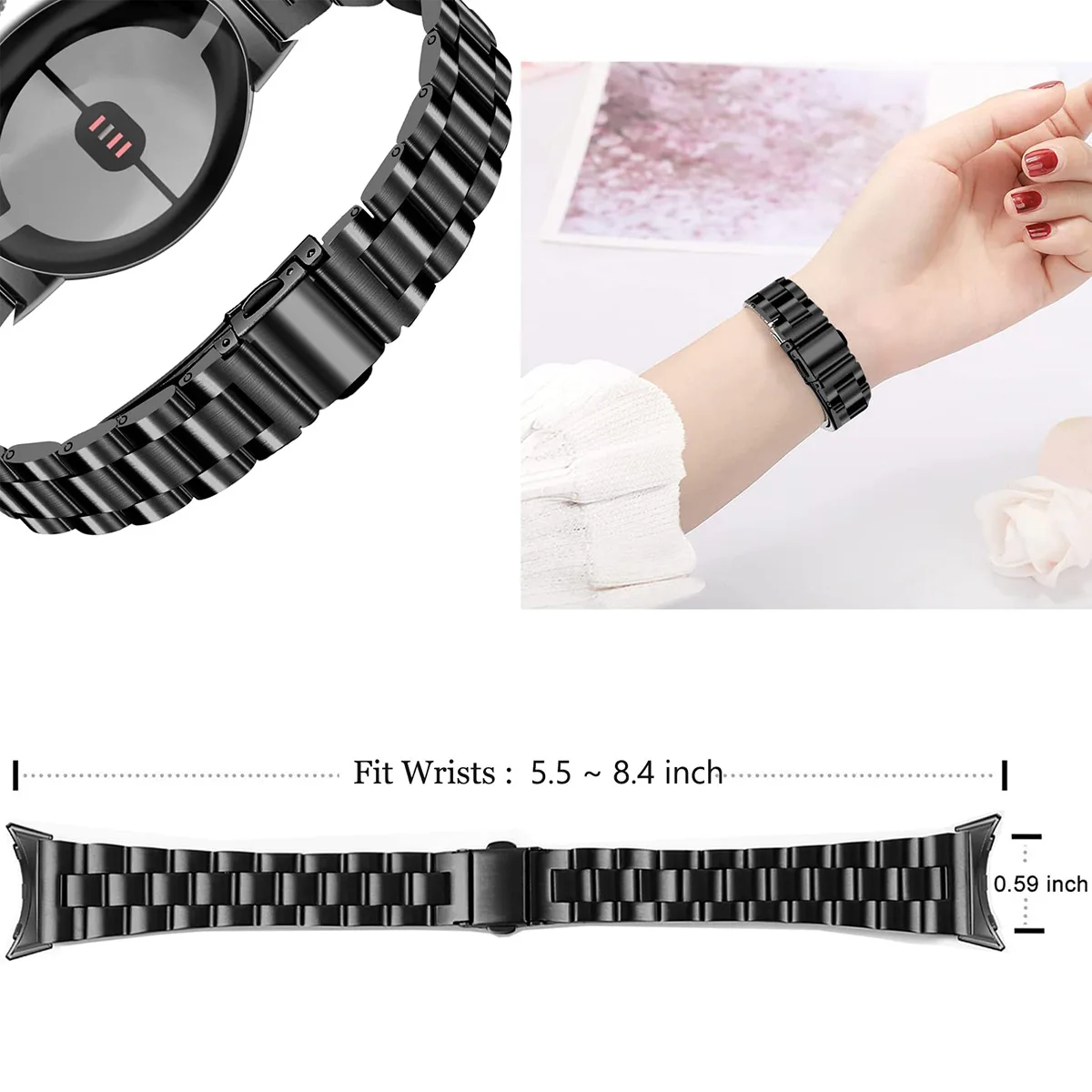 Бесшовный ремешок из нержавеющей стали для Google Pixel Watch 4 3 2 1 41 мм 45 мм, быстросъемный металлический браслет для часов (art.: 3920da80629a4) - 3920da80629a4