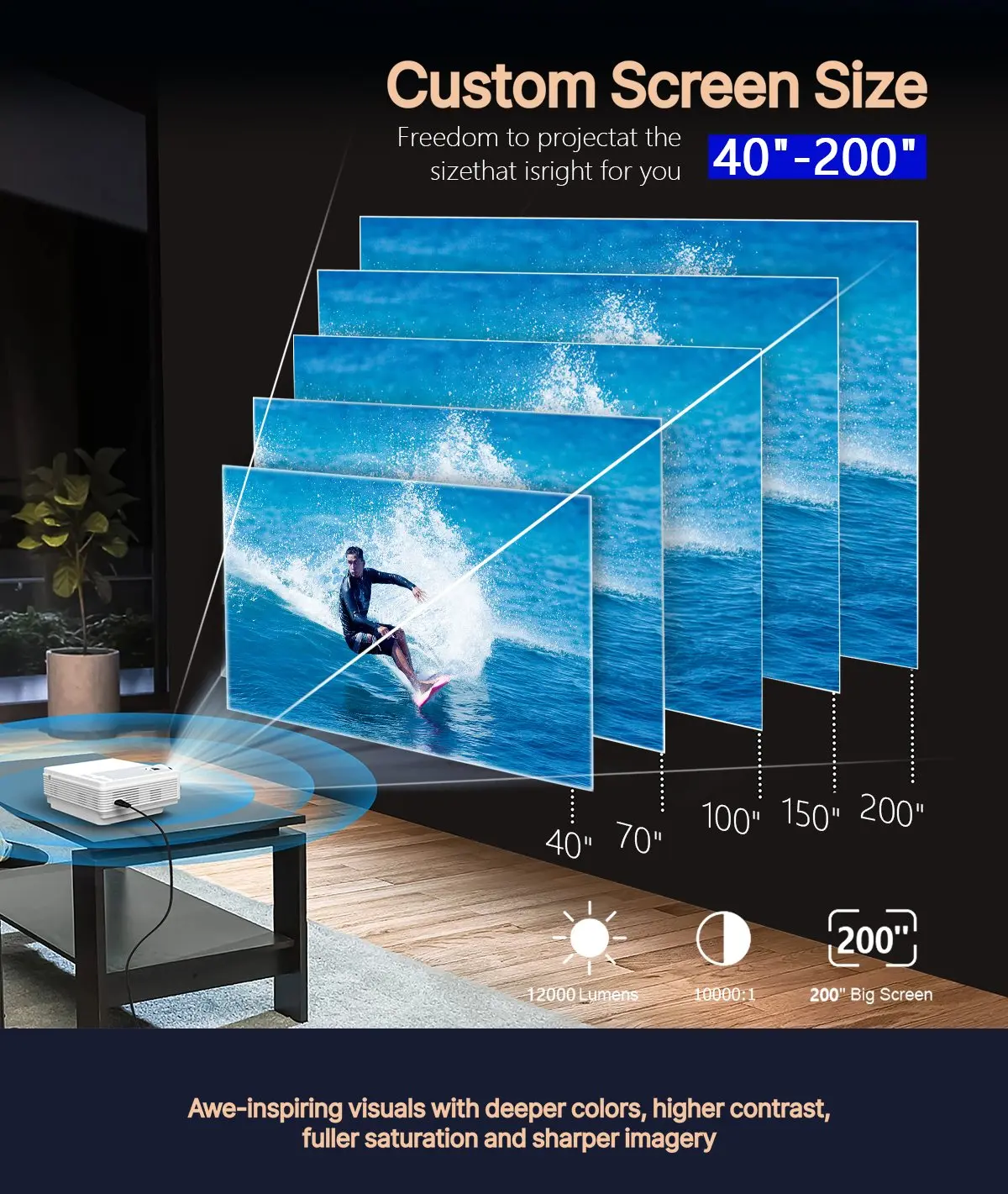 Умный портативный видеопроектор SUNYS 4K проектор для домашнего мини-кинотеатра