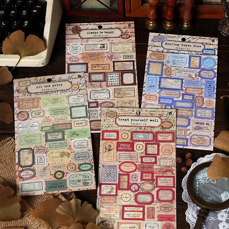 

Journamm Vintage Ticket Stickers DIY Scrapbooking Art Collage Photo Album School Stationery Decor Junk Journal Label Stickers