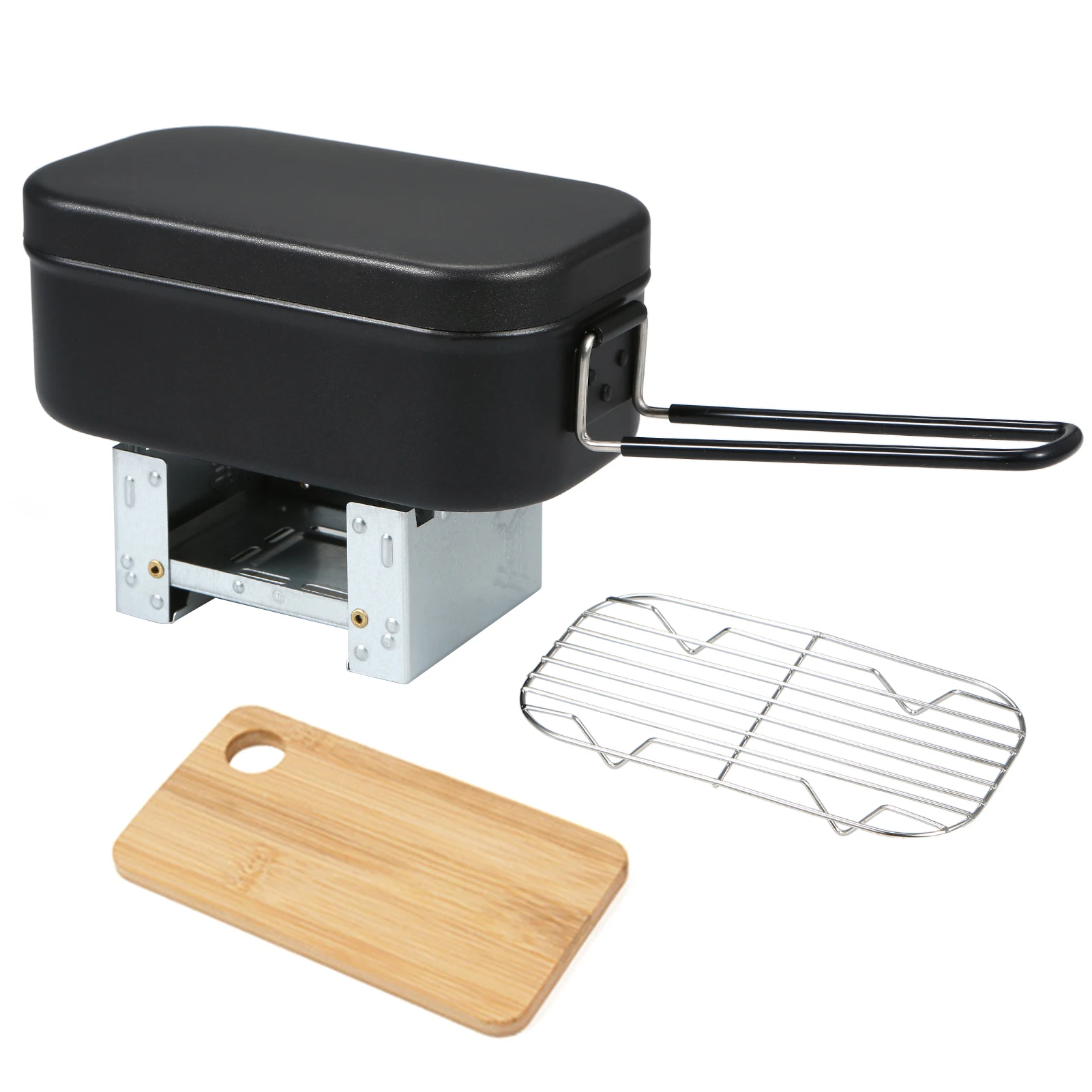 

4 шт. набор посуды беспорядка 800 мл Ланч-бокс для кемпинга с спиртовой плитой стойка для отпаривания разделочная доска для пешего туризма рыбалки