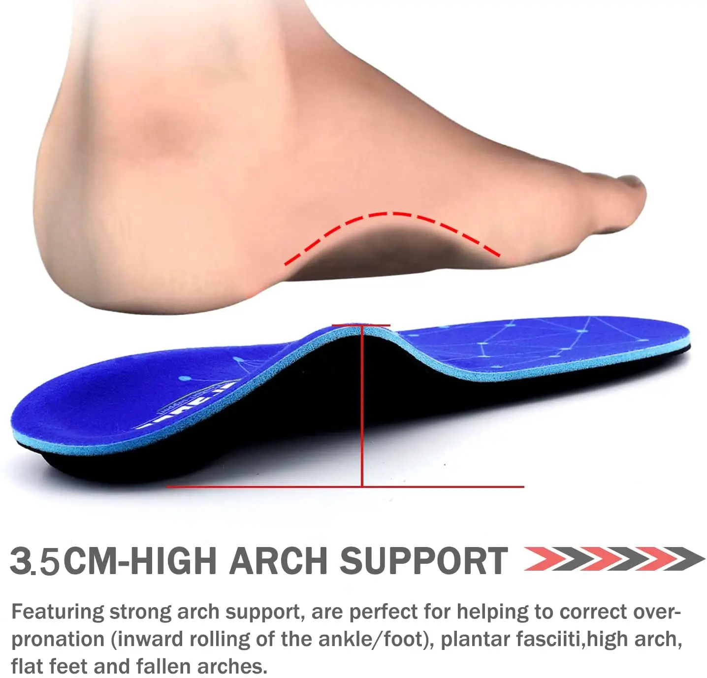 TOPSOLE Arch Support Orthopedic Insoles For Flat Feet Plantar Fasciitis Heel Pain Shoes Inserts Sneaker Orthotics Free Shipping