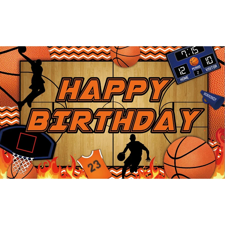 

Basketball Happy Birthday Banner Backdrop Sports Theme Birthday Background Basketball Stars Photography Photo for Kids Birthday