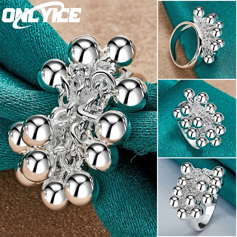 

Charm 925 Sterling Silver Smooth Grape Bead Ring For Woman Size 6/7/8/9/10 Christmas Gifts Fashion Party Wedding Jewelry