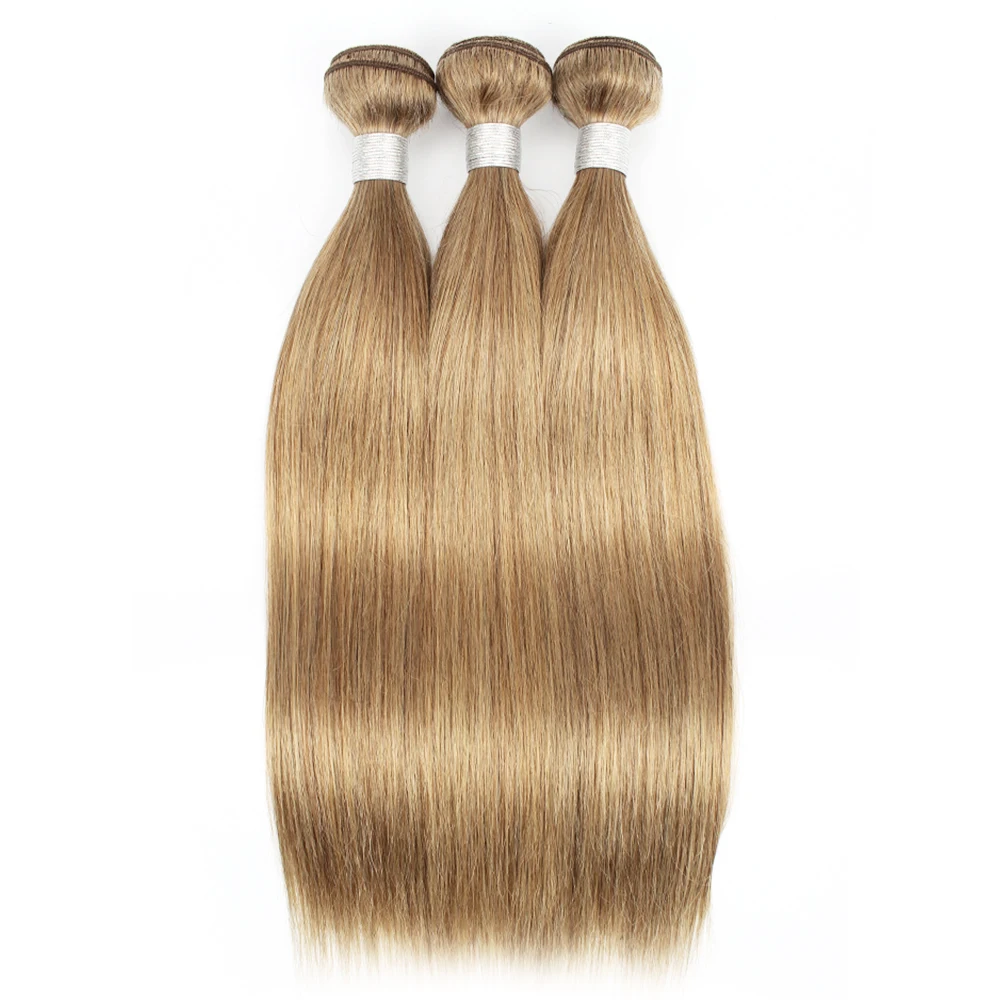 3 Bundles Color #8 Medium Ash Brown 300g/Lot Remy Indian Human Hair Extension 16-24 Inch Quality Thick Hair Wefts