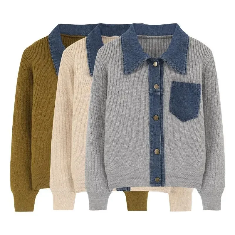 Маленький ароматный вязаный свитер кардиган женский весенне-осенний дизайн с