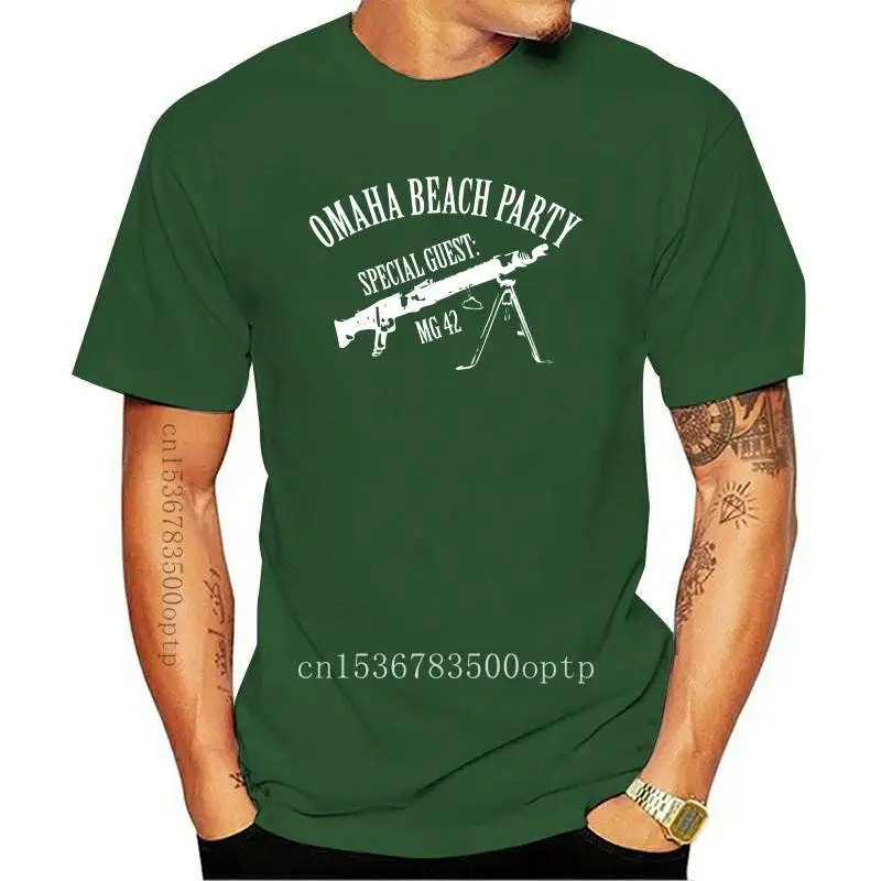 

2019 New Summer Fashion T-Shirt MG42 OMAHA BEACH PARTY WW2 CULT Germany German Cotton Tee Shirt