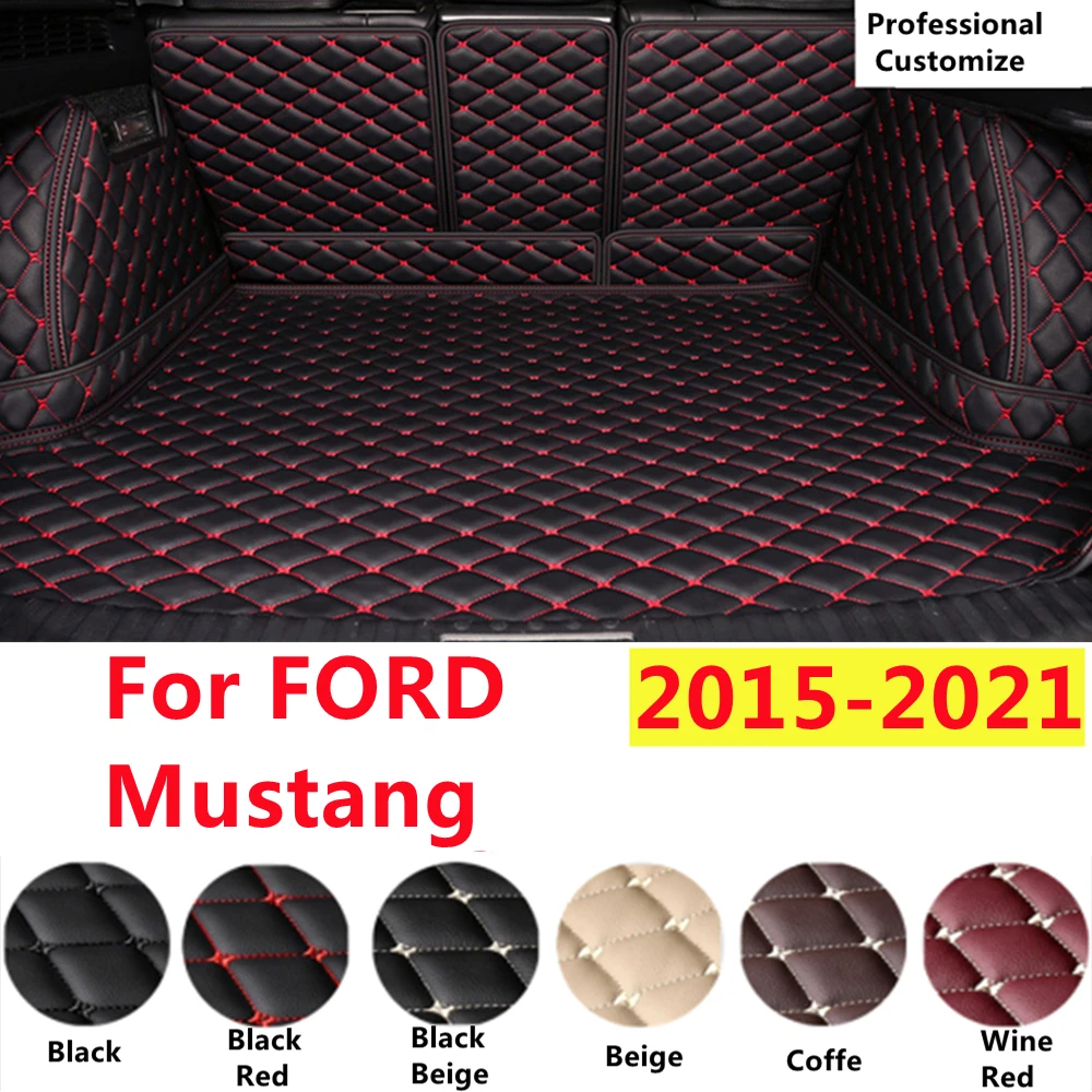 

SJ Full Set Custom Fit For FORD Mustang 2015-2021 XPE Leather Waterproof Car Trunk Mat Tail Boot Tray Liner Cargo Rear Pad Cover