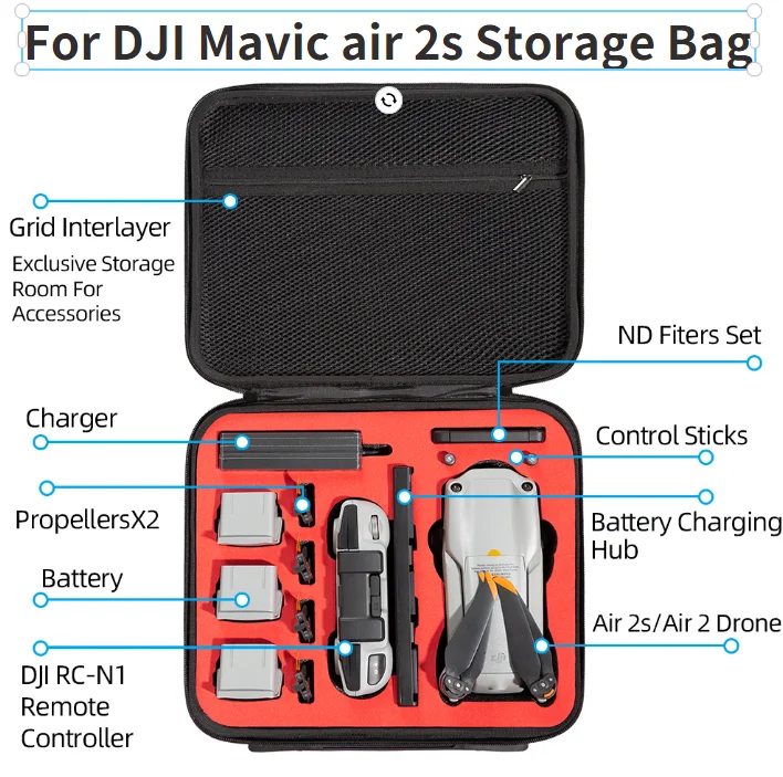 

2021 New Portable For DJI Mavic air 2s Storage Bag Drone Handbag Outdoor Carry Box Case For DJI air 2s Drone Accessories