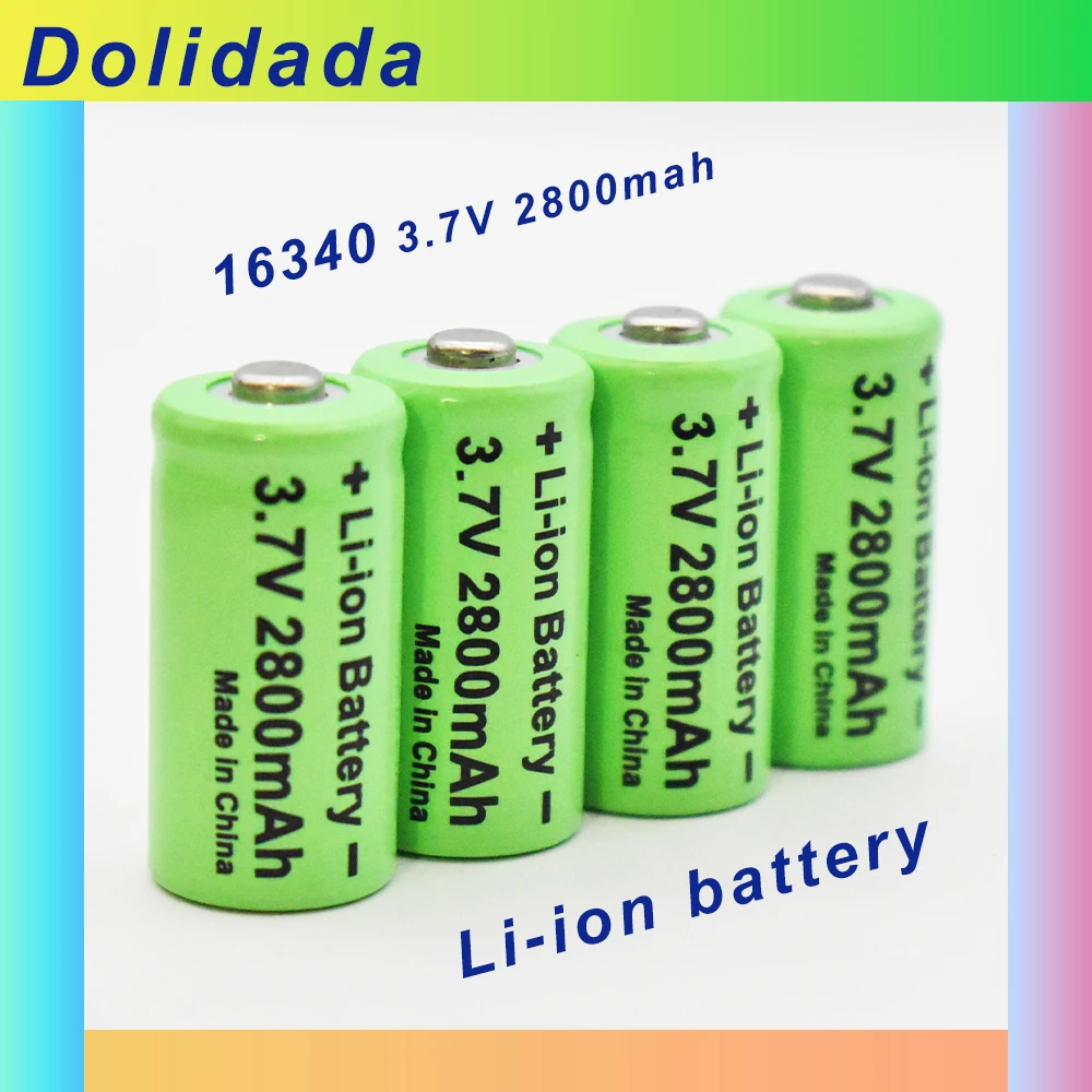 

3.7V 2800mAh 16340 Battery Lithium Li-ion CR123A Rechargeable Batteries for Laser Pen LED Light Torch Flashlight Headlamp