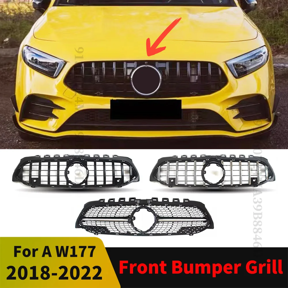 GT Алмазный передний капот решетка Гонки бампер Гриль внешняя часть для Mercedes W177 Benz A 2018 + A250 A200 A180 A220 A45 Facelift