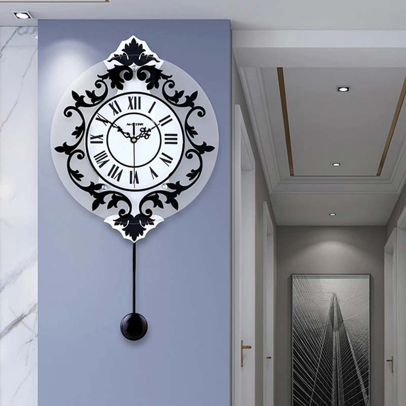 

Уникальные кварцевые настенные часы, элегантные акриловые прозрачные настенные часы в стиле ретро, с римскими цифрами, домашний декор, OC50GZ