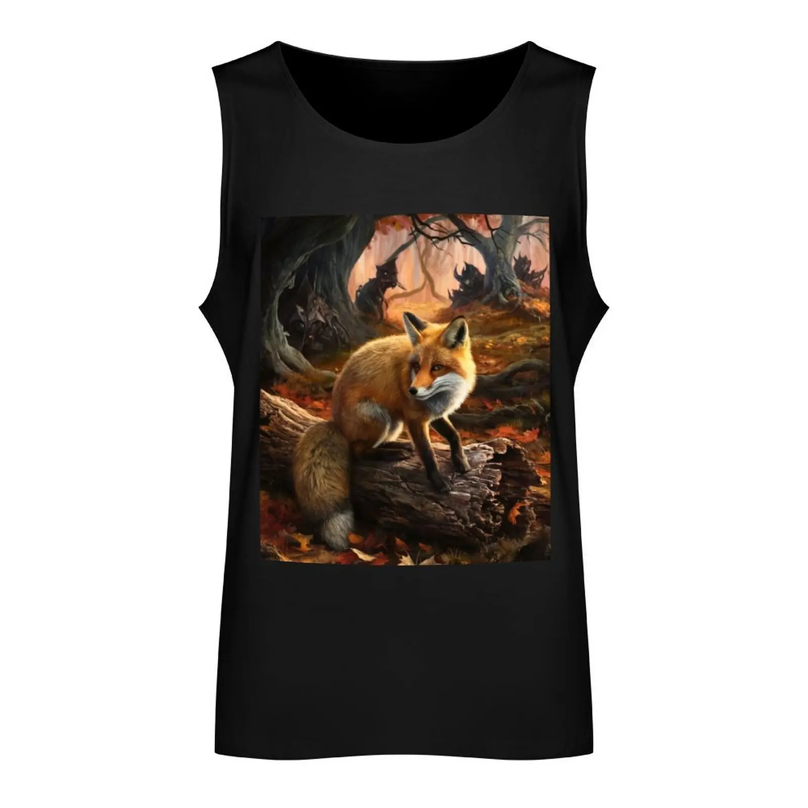 Портрет лисы. Осенняя лиса осенняя винтажная картина лисы майка в стиле