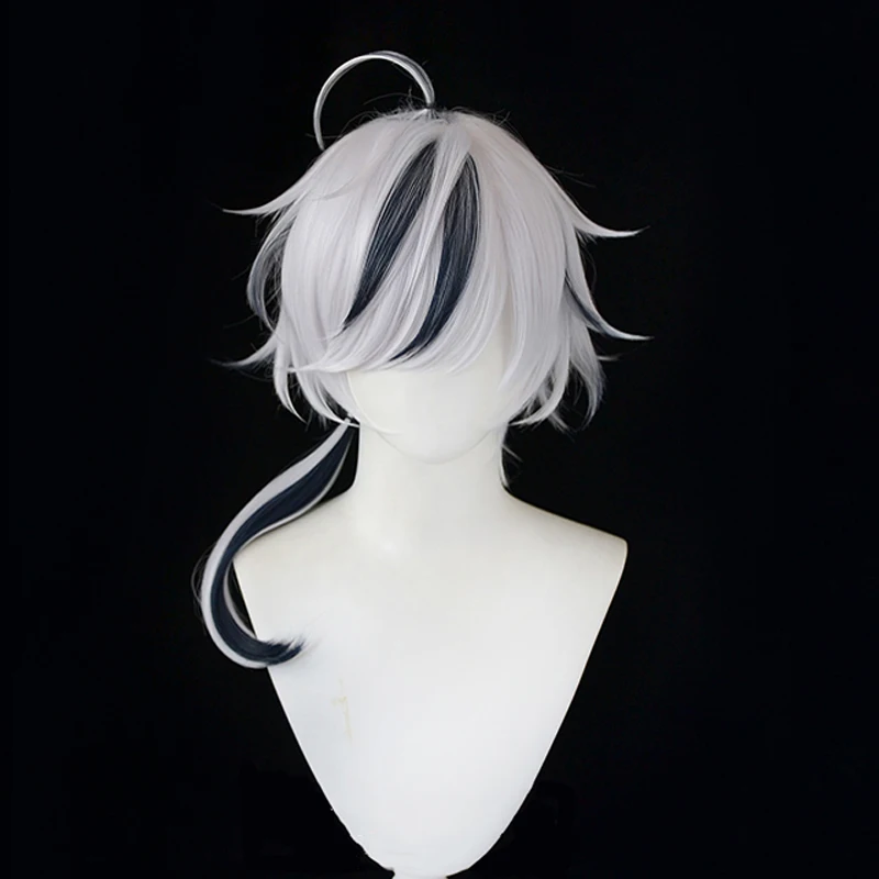 

Game Nu: Carnival Blade Cosplay Wig Silver Heat Resistant Synthetic Hair With Ponytail Pelucas Anime Role Play Wigs + Wig Cap