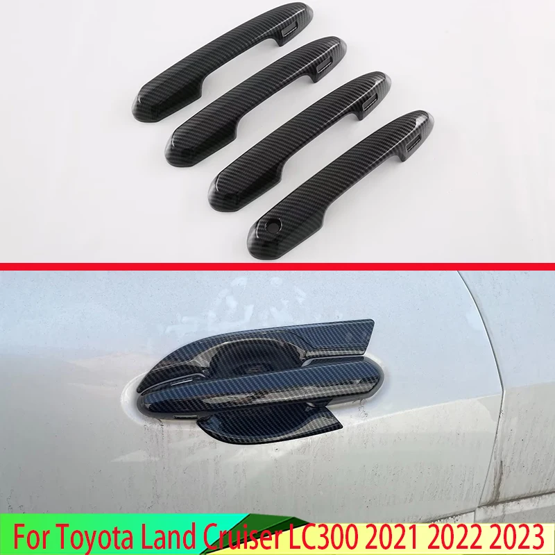 

For Toyota Land Cruiser LC300 2021 2022 2023 ABS Chrome Door Handle Cover With Smart Key Hole Catch Cap Trim Molding