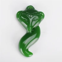 natural green hand carved fox jade pendant jewelry necklace fashion gifts men and women fox jade necklace pendant