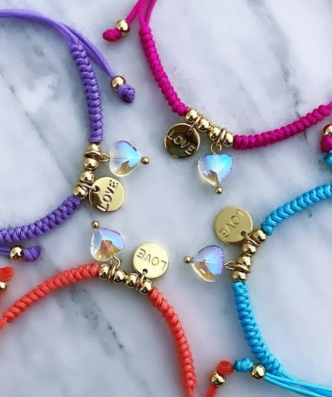 

Simple Style LOVE HEART Bracelet Handmade color Rope Charm Bracelet For Girls Dainty Gift