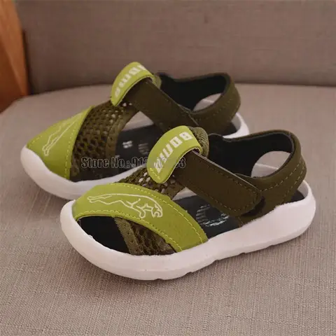 Летние сандалии для малышей, цветная сетчатая ткань, дышащая детская спортивная обувь для младенцев