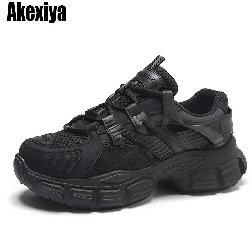 

Кроссовки женские на платформе, дышащие, повседневная обувь, массивные, для бега, bc5581, черные