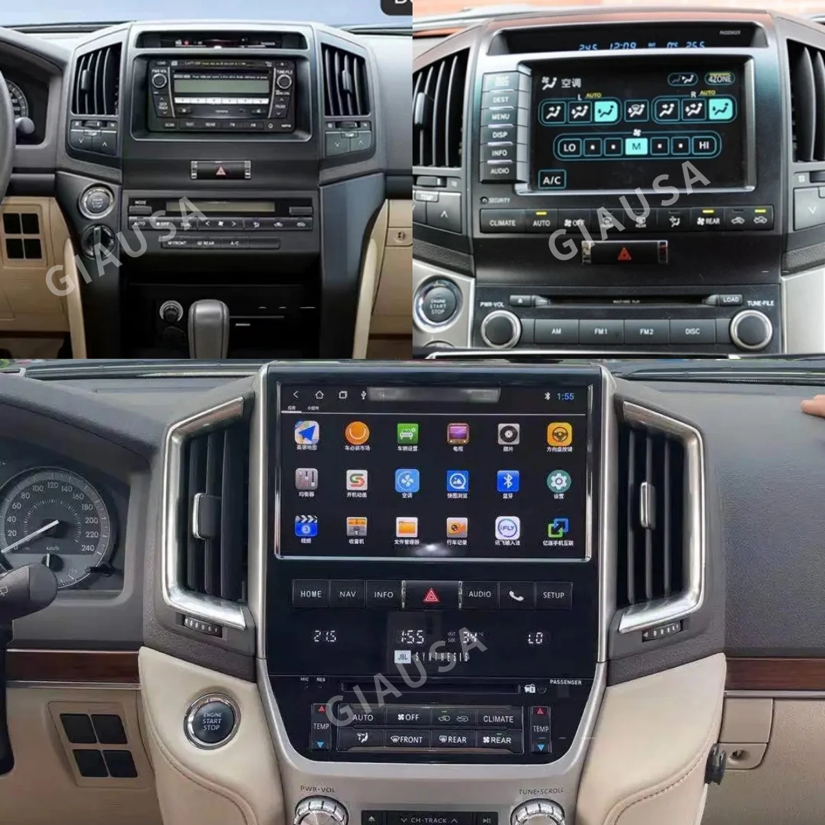 Для Toyota Land Cruiser 200 LC200 GXR VXR 2008-2020 Android автомобильный радиоприемник 2Din