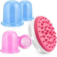 5pcs anti cellulite cup with body massage brush silicone cupping set vacuum suction massage cup for face arm leg belly slimming