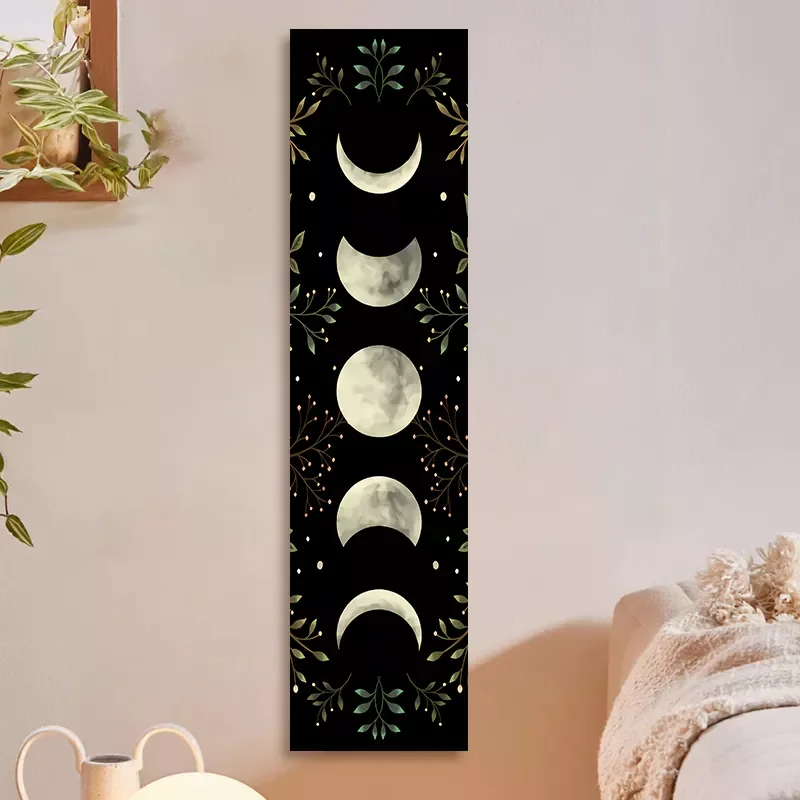

NEW IN Vintage Moon Phase Wall Hanging Tapestry Mooonlight Green Olive Leaf Black Tapestries Boho Room Wall Decor Home Decoratio
