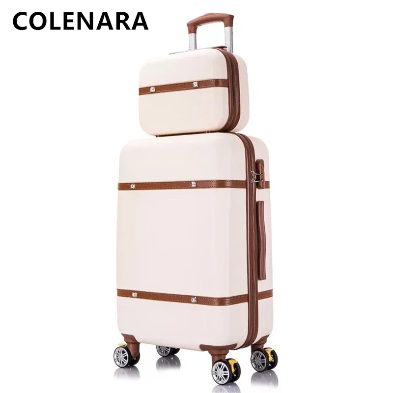 COLENARA 20/22/24/26 Inch Suitcase New Universal Trolley Bag Set Ladies Portable Makeup Bag Students with Wheels Rolling Luggage