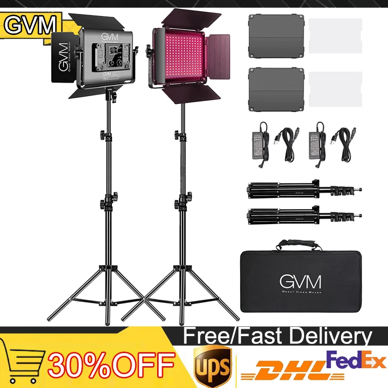 GVM 880RS RGB LED Video Light 3200-5600K Full Color 60W Photography Studio Led Panel Lighting Kit for Youtube Live