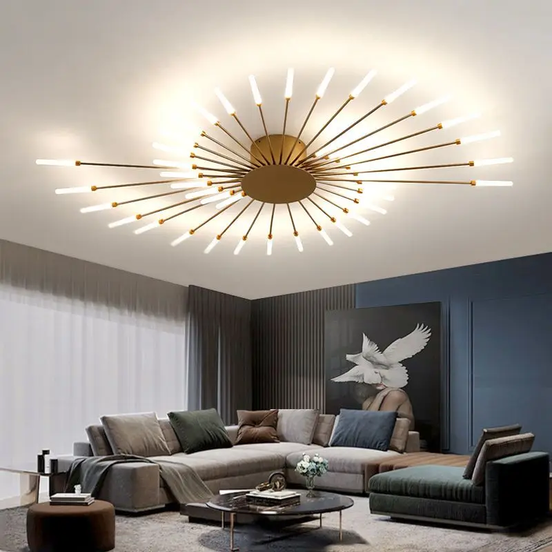 

New Luxurious LED Chandelier Light Spiral Fireworks Designer Ceiling Lamps Living Room Home Deco Bedroom Pendant Lamp Fixture