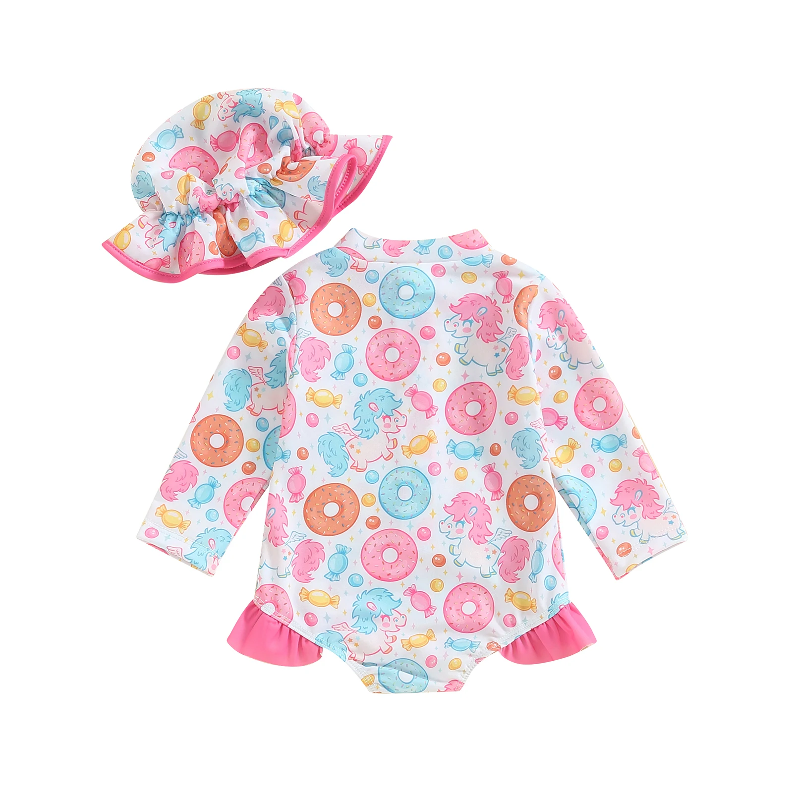 2024 Летний Пляжный Купальник для маленьких девочек с длинным рукавом и ложным