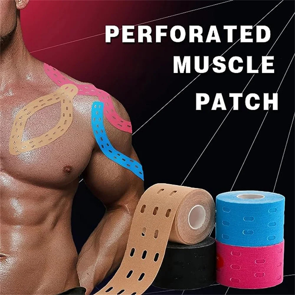 

6 Rolls(5cmx5m)Perforated Waterproof Kinesiology Tape Elastic Pro Athletic Tape for Joints Support Muscle Pain Relief Latex Free