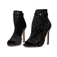 sexy crystal sequins women high heels gladiator rhinestone brand design buckle strap pumps sandals shoes banquet party