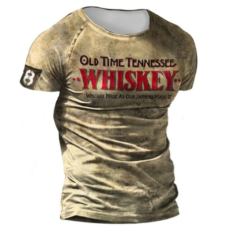 

Men's Short Sleeve T Shirts 2022 Whiskey Letters Print Streetwear Fashion Clothing Vintage T Shirts Casual Men Oversized T shirt