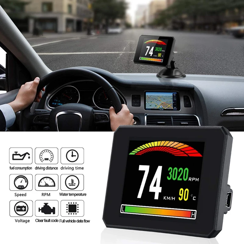 

P16 проекционный дисплей OBD Smart HUD Автомобильный цифровой измеритель OBD2 Предупреждение система сигнализации на лобовое стекло