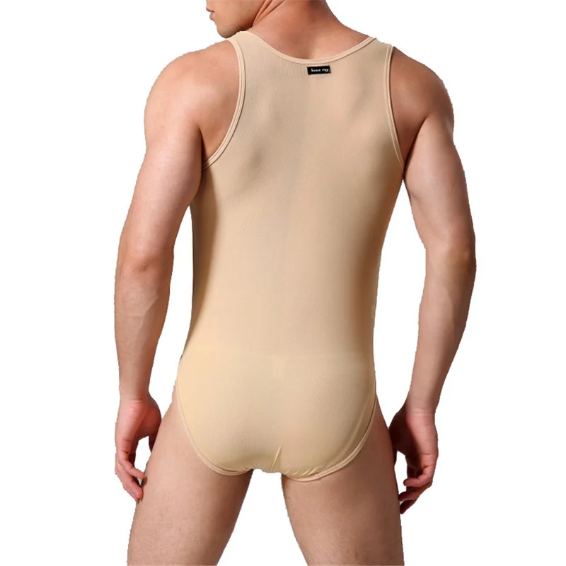FYXLJJ Mens Transparent Leotard Wrestling Singlet Bodysuit Sheer Jockstrap Bulge Pouch Underwear Sexy Male Gay Erotic Lingeries