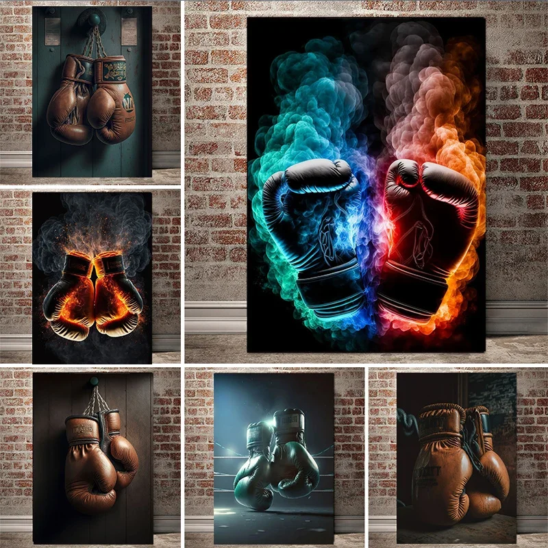 Винтажные боксерские перчатки холст картина скандинавский стиль тренажерный