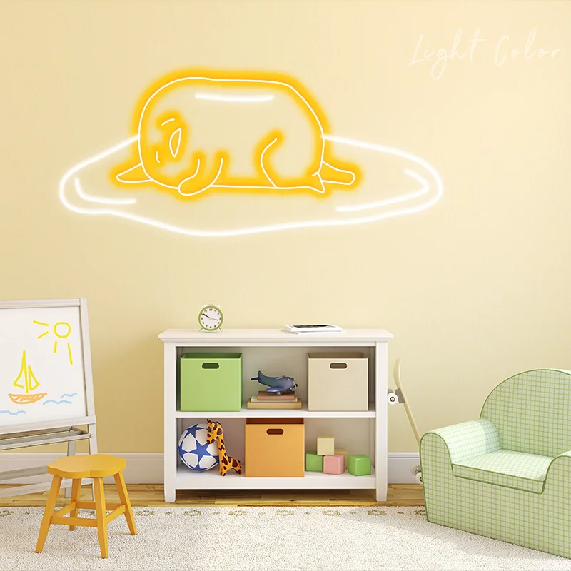 Custom Led Cute Lazy Egg Japanese Cat Anime Neon Flex Light Sign Home Room Wall Decor Kawaii Anime Bedroom Decoration Mural