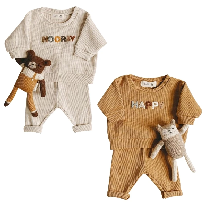 

Child Sweater & Pants Clothes Set Pullover Sweater Walf Checks Sweatshirt Fall Spring Long Sleeves Hoodies for Kids 0-3T